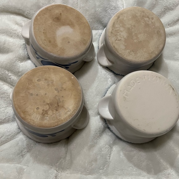 Corelle Jay Import Blue Hearts Spongeware crocks 4 bowls with lid - Picture 9 of 12